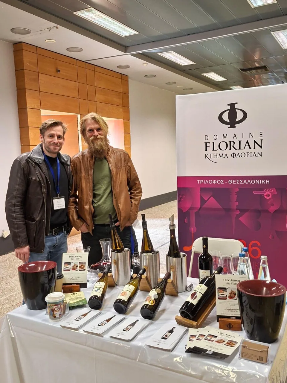 Felix (left) and Florian Schneider at the Domaine Florian stand at a wine fair