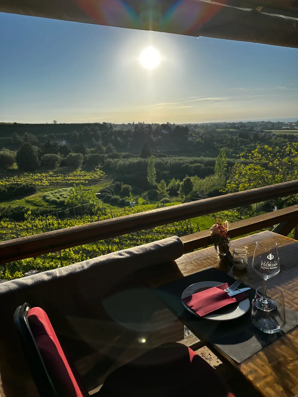 The view from our balcony over the valley below the winery